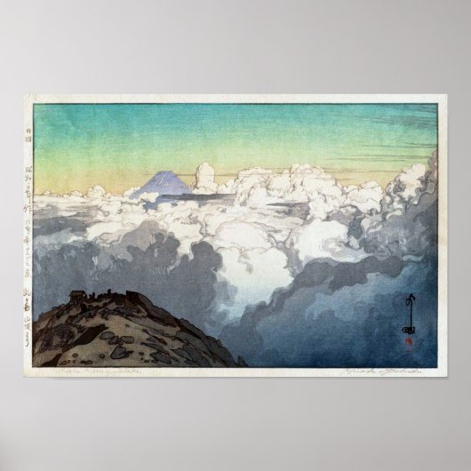 Poster 駒 ヶ 岳 頂, Pic de Komagatake, Yoshida, Bois (Devant)