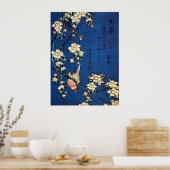 Poster 鳥と枝垂桜, 北斎 Bird and Weeping Cherry Tree, Hokusai (Cuisine)