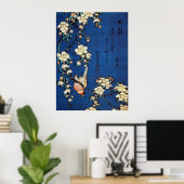 Poster 鳥と枝垂桜, 北斎 Bird and Weeping Cherry Tree, Hokusai (Bureau à domicile)