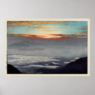 Poster 鳳 凰 山, Mont Hōō, Hiroshi Yoshida, Coupe de bois