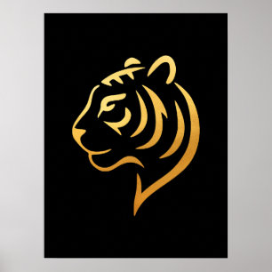 Poster 黄金の虎 Gold Tiger – Art Minimaliste Japonais
