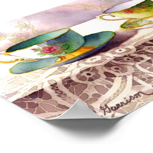 Poster 0001 Ligne de Teacups Art Imprimer (Coin)