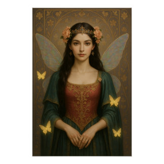 Poster 001_A fairy princess in teal green and crimson.