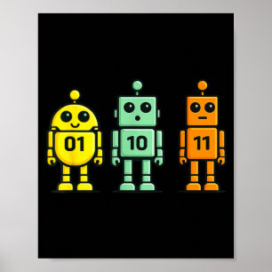 Poster 01 10 11 robot drôle code binaire robots 01 10 11