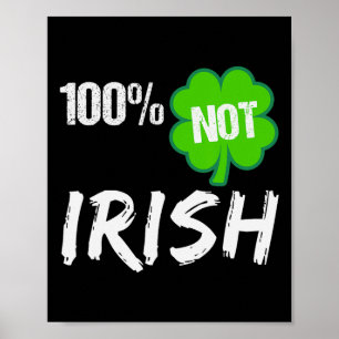 Poster 0% Irlandais Trèfle Chanceux Bonne Fête St Patrick