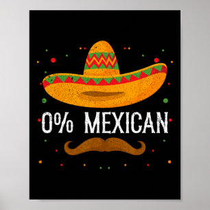 Poster 0% Mexicain Cinco De Mayo Sombrero Parti Mexicain 