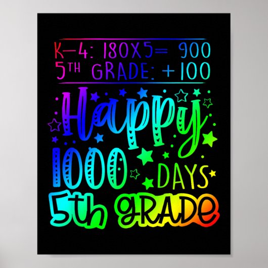 Poster 1000 Jours Enseignant de 5e année intelligent 100e (Devant)