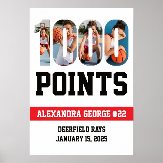 Poster 1000 Points Basketball Blanc (Devant)