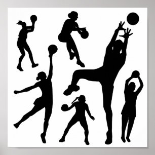 Poster 10097-netball-silhouette-vector SPORT NET BALL PE
