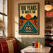 Poster 100 ans de Route 66 Litho Centenaire