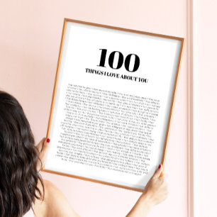 Poster 100 choses que j'aime de toi Minimaliste Moderne