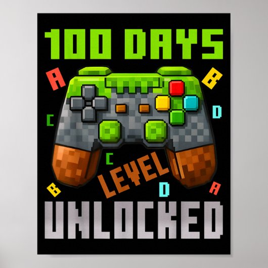 Poster 100 Days Level Unlocked Gaming 100 Days Of School (Devant)