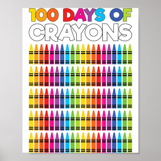 Poster 100 Days Of Crayons Shirt For Girls Kids 100th Day (Devant)