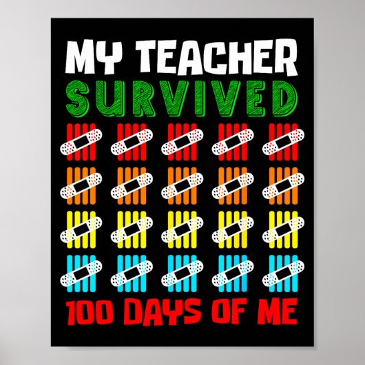 Poster 100 Days Of School Kids 100th Day Of School Costum (Devant)