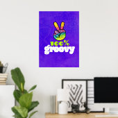 Poster 100% Groovy Rainbow Hand Peace Sign (Bureau à domicile)