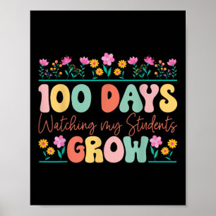 Poster 100 Jours Cultivant Fleurs Enseignant 100e Jour De