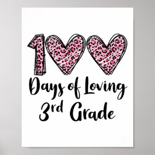 Poster 100 Jours d'amour 3e année Coeur léopard 100e D