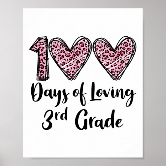 Poster 100 Jours d'amour 3e année Coeur léopard 100e D (Devant)