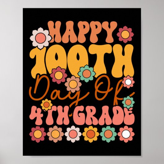 Poster 100 Jours De 4E Classe Mignonne Enseignant Super E (Devant)