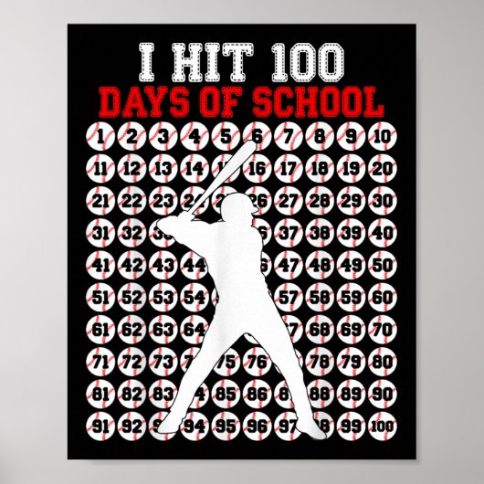 Poster 100 Jours De Baseball Scolaire 100E Jour D'École (Devant)