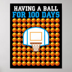 Poster 100 jours de basket-ball scolaire 100e jour pour _