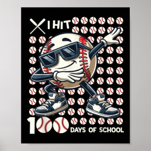 Poster 100 Jours De Bat De Baseball Scolaire 100E Jour De