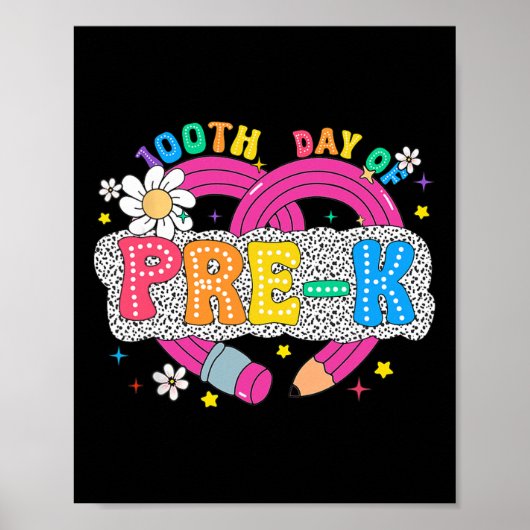 Poster 100 jours de crayon d'enseignant de pré-maternelle (Devant)