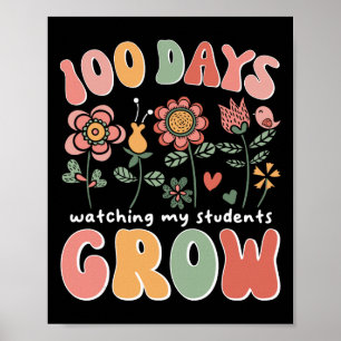 Poster 100 jours de culture de fleurs Boho Professeur 100