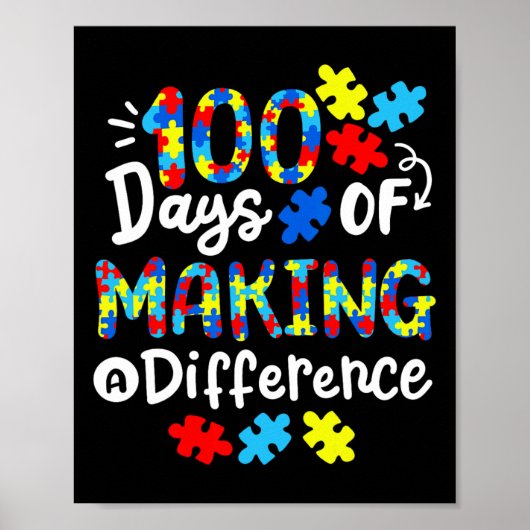 Poster 100 Jours De Faire Une Différence École Enfants Au (Devant)
