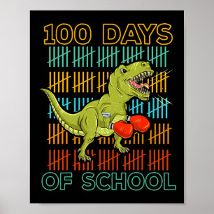 Poster 100 Jours De L'École 2025 Dinosaur Mixed martial a