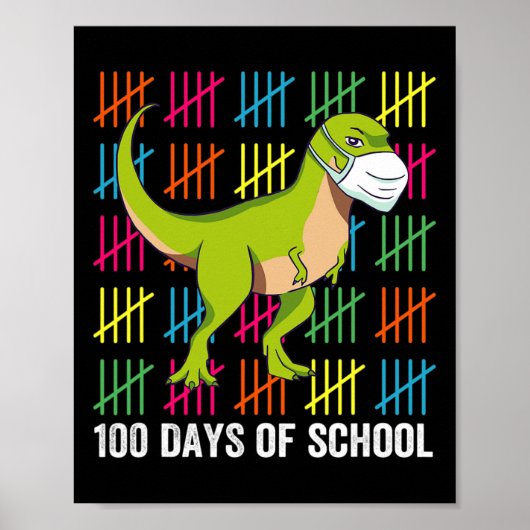 Poster 100 Jours de l'école Dinosaur Masque Fun Enseignan (Devant)