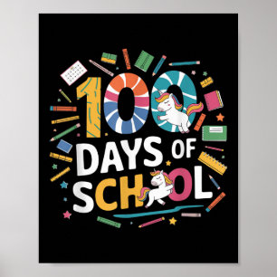 Poster 100 Jours De L'École Unicorne Thème Enfants Enseig