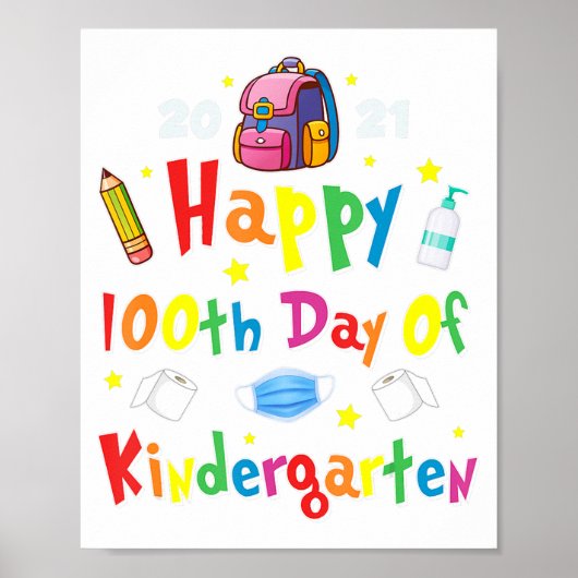 Poster 100 Jours De Maternelle École Cadeaux Étudiants Te (Devant)