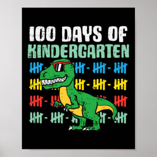Poster 100 jours de maternelle trex dinosaure 100e jour s