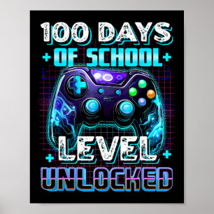 Poster 100 Jours De Niveau École Jeu Vidéo Déverrouillé 1