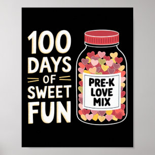 Poster 100 jours de plaisir doux Mignonne enseignante de