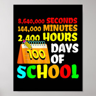 Poster 100 Jours D'École 2400 Heures 144000 Minutes