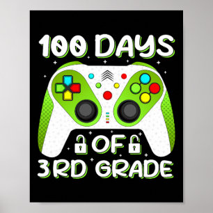 Poster 100 Jours D'École 3e Classe Vidéo Gamer Étudiant T