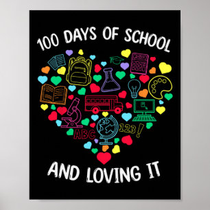 Poster 100 Jours D'École Aimer Il Enseignant Coeur 100e D