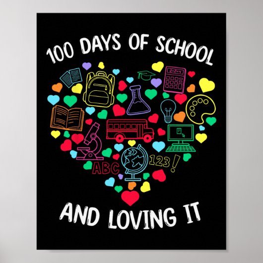 Poster 100 Jours D'École Aimer Il Enseignant Coeur 100e D (Devant)