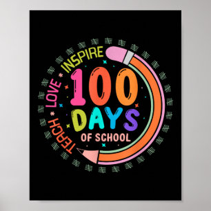 Poster 100 Jours D'École Apprendre L'Amour Inspirer 100èm