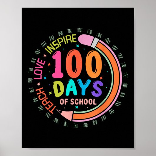 Poster 100 Jours D'École Apprendre L'Amour Inspirer 100èm (Devant)