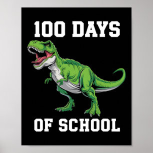 Poster 100 Jours D'École Avec Un Dinosaure T-rex Roaring