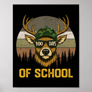 Poster 100 Jours D'école Cerf Chasse Camo Chasseur Garçon