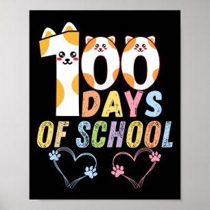 Poster 100 Jours D'École Chats Coeurs 100E Jours D'École