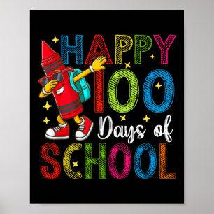 Poster 100 Jours D'École Colorée Dabbing Enseignant Crayo