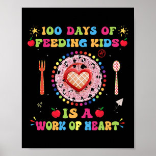 Poster 100 Jours D'École Déjeuner Dame Pour Déjeuner Lady