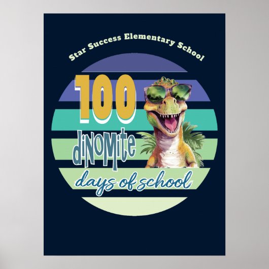 Poster 100 Jours d'École Drôle Cool Dinosaure École (Devant)
