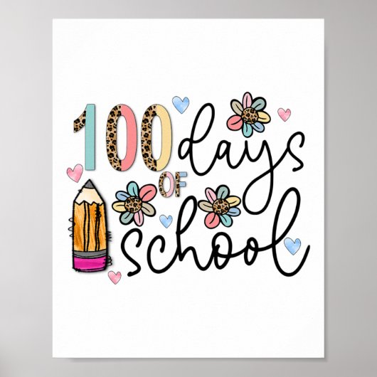 Poster 100 jours d'école enseignant 100ème jour d'école R (Devant)