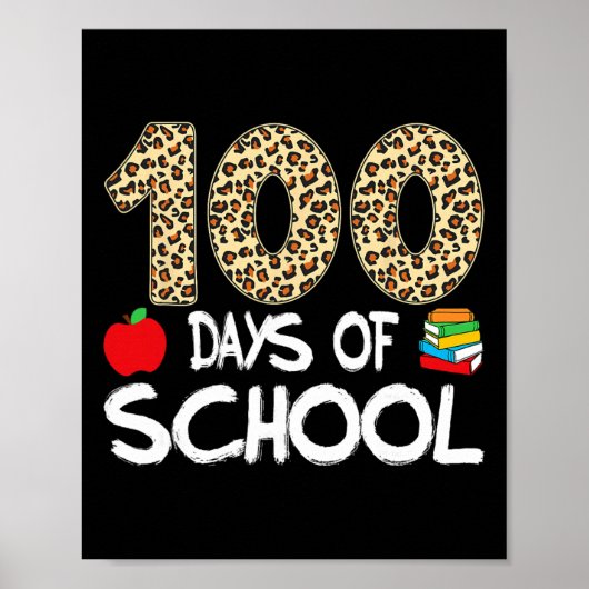 Poster 100 jours d'école enseignante léopard 100e jour d' (Devant)